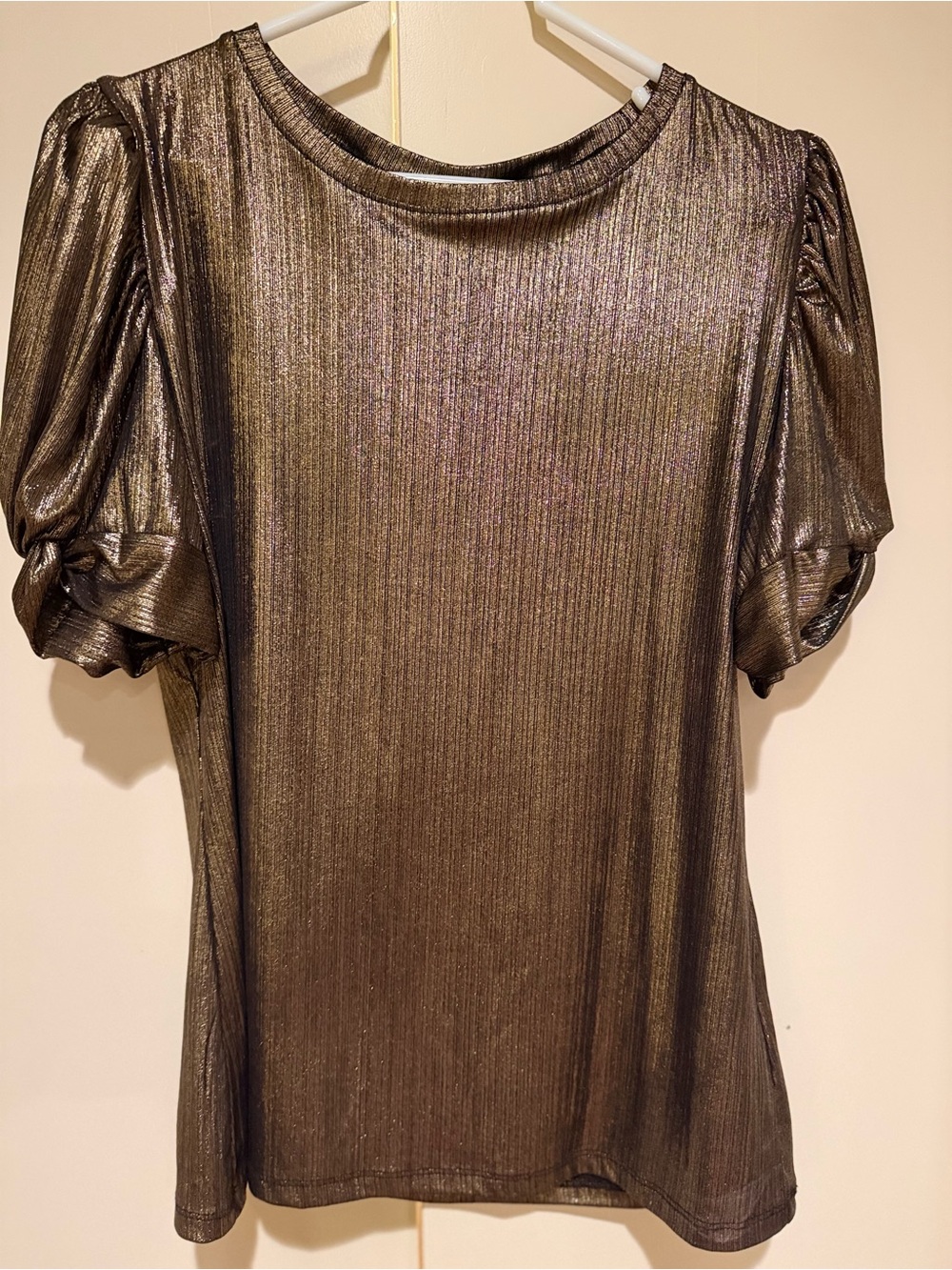 INC International Concepts Metallic Bronze Puff Sleeve Top
